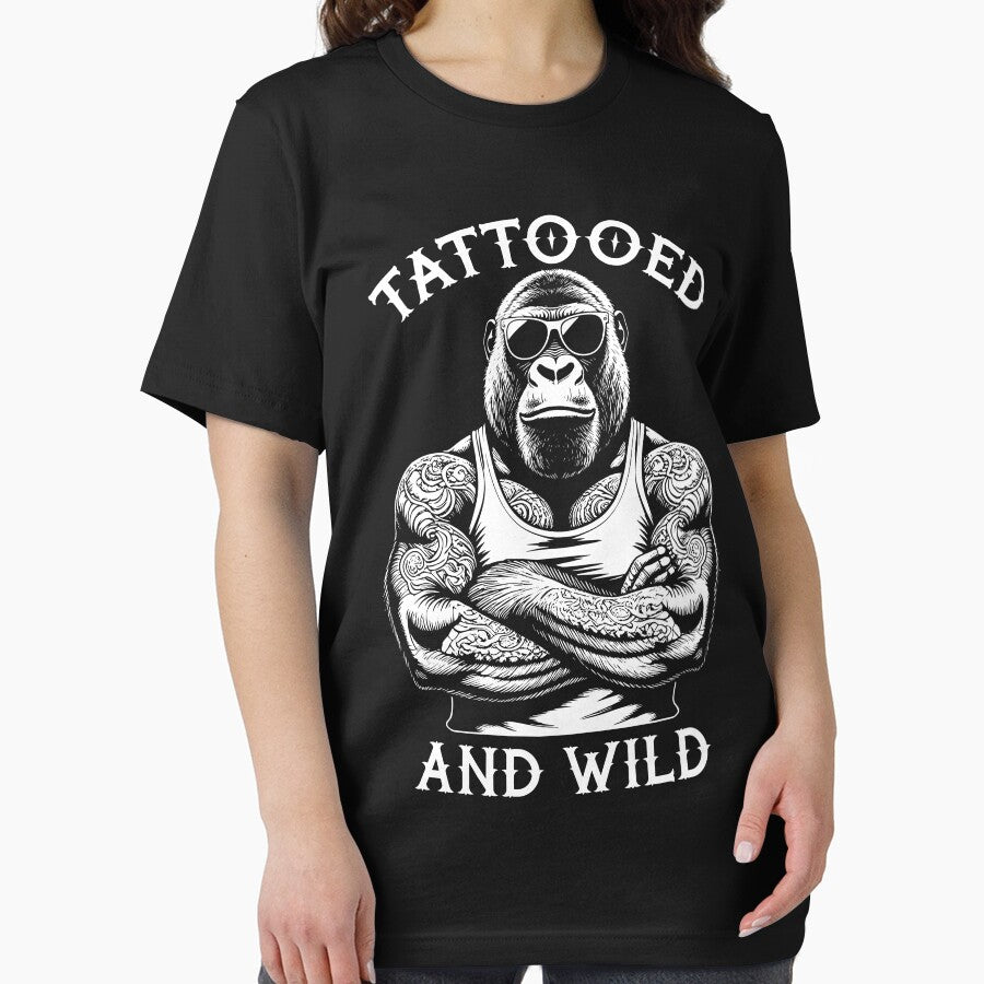Tattooed And Wild Funny Inked Gorilla Animal Tattoo Lover by GrandeDuc