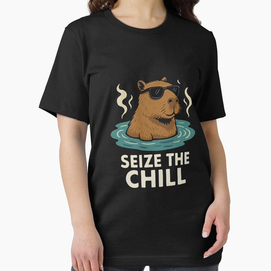 Seize the Chill – Funny Capybara Hot Spring T-Shirt by CheninaStore