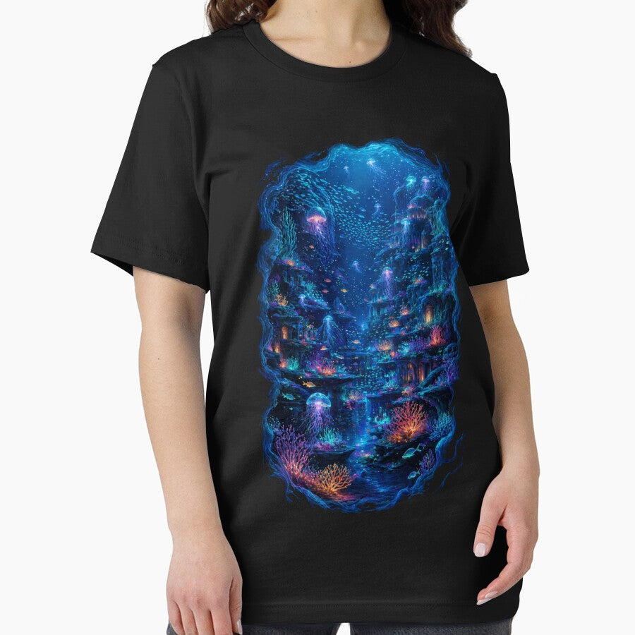 Bioluminescent Underwater World – Fantasy Ocean City Jellyfish Glow Art by NAJURE