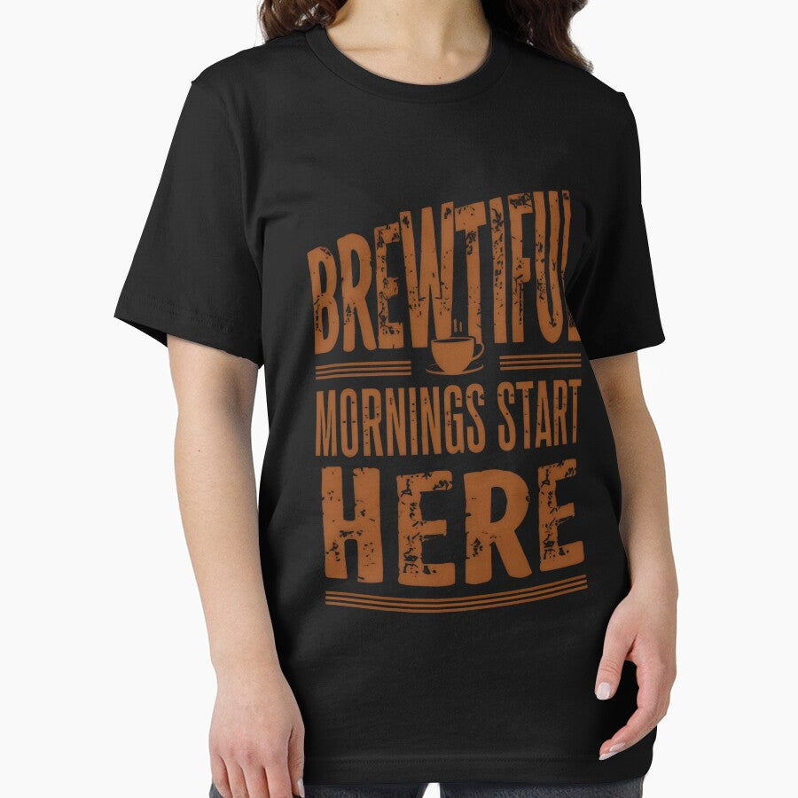 Brewtiful Mornings Start Here Funny Coffee Puns by DemureArtsy