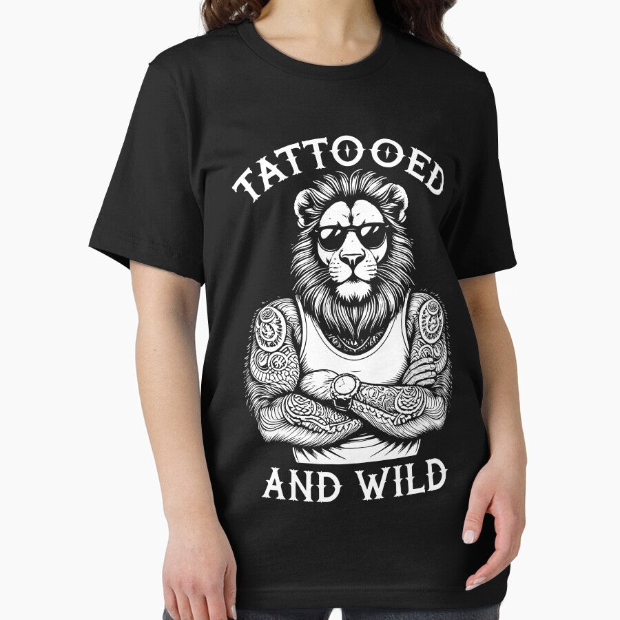 Tattooed And Wild Funny Inked Lion Leo Animal Tattoo Lover by GrandeDuc