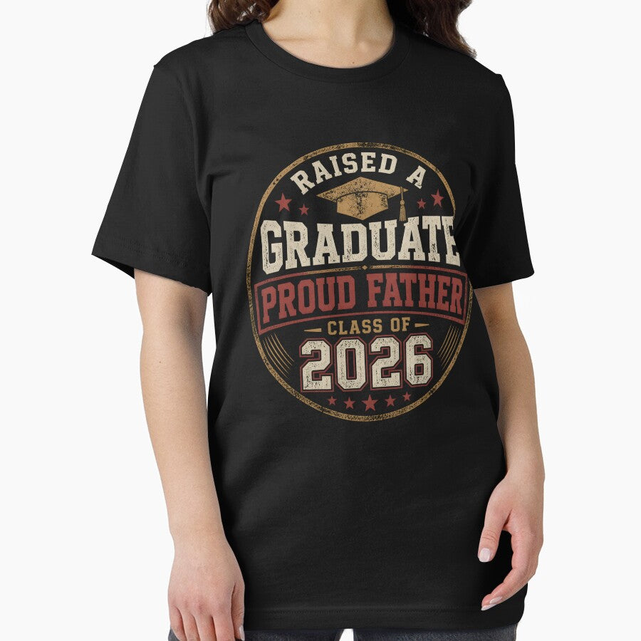 Proud dad of Graduate 2026 Shirt – Raised a Graduate Dad Gift – Class of 2026 Graduation by THREE LITTLE BEANS