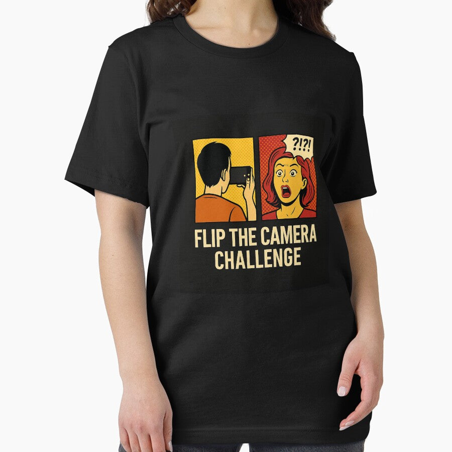 Flip the Camera Challenge Meme Shirt | Funny Viral TikTok Trend Comic Tee by Hip-Trendz