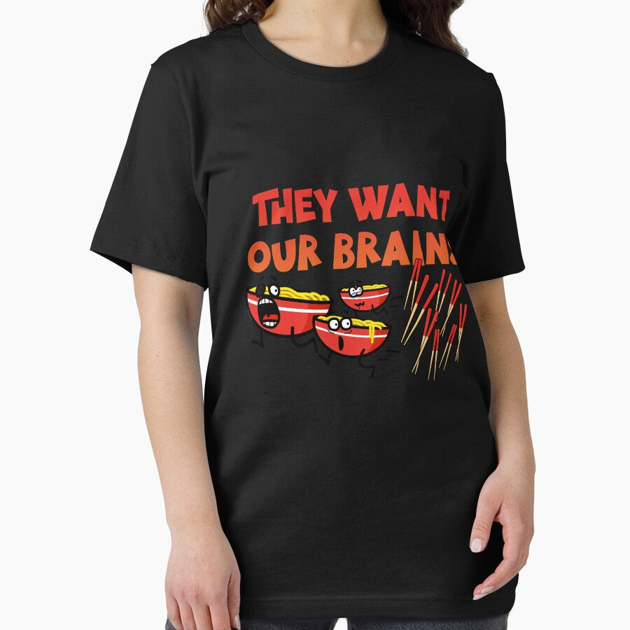 Zombie Chopstick Ramen Bowl T-Shirt - Funny Noodle Food Tee by PrintPress