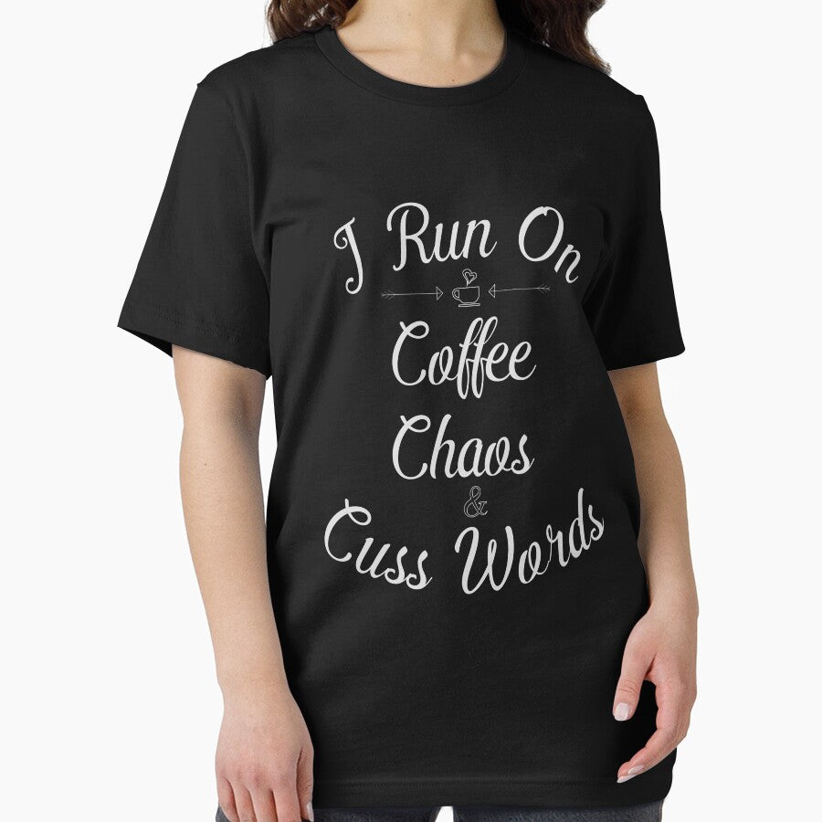 i run on coffee chaos and cuss words shirt funny quote saying humor gift for runners by 96design