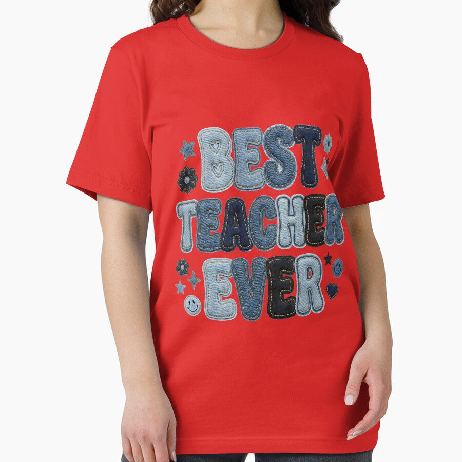 Best Teacher Ever Denim Patch Applique Design by FOFANOS28