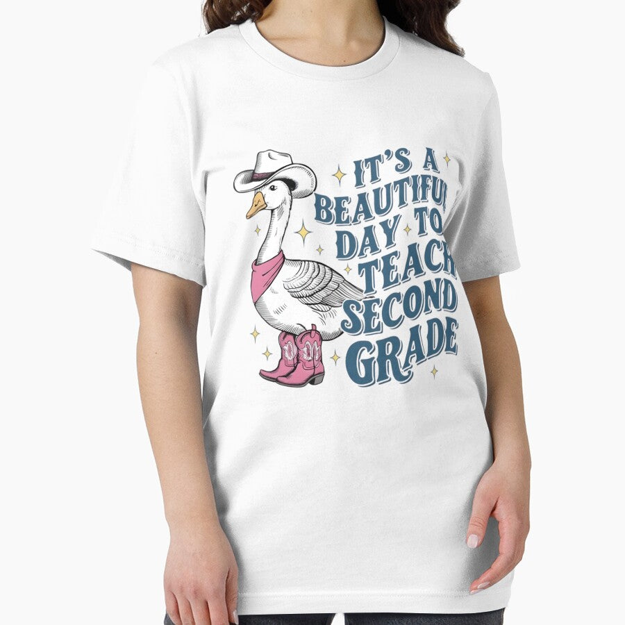 Cute Goose It's A Beautiful Day to Teach 2nd Grade Teacher by THREE LITTLE BEANS