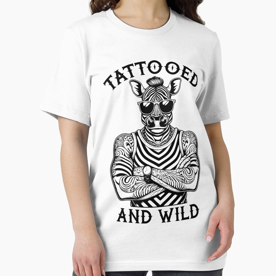 Tattooed And Wild Funny Inked Zebra Animal Tattoo Lover by GrandeDuc