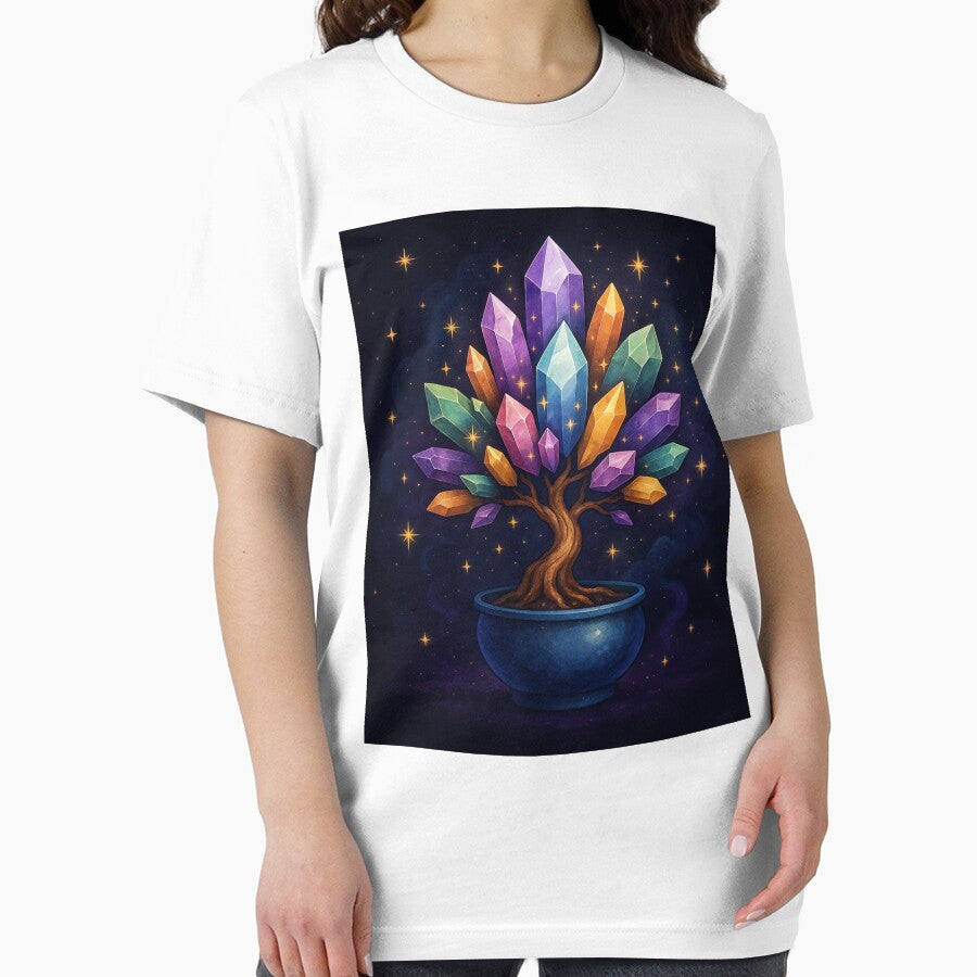 Crystal Bonsai Tree | Mystical Gemstone Energy Art under Starlit Sky by Painted Moon by Luna Bee™