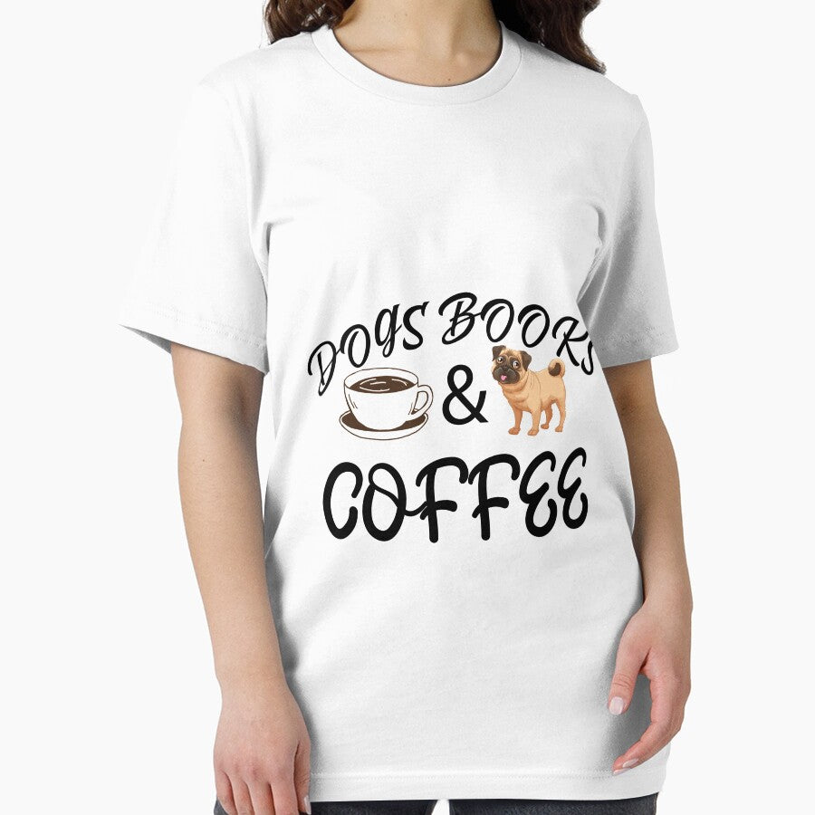 Dogs books and coffee - womens coffe shirt - coffee lover shirt- dog lover by Castore design