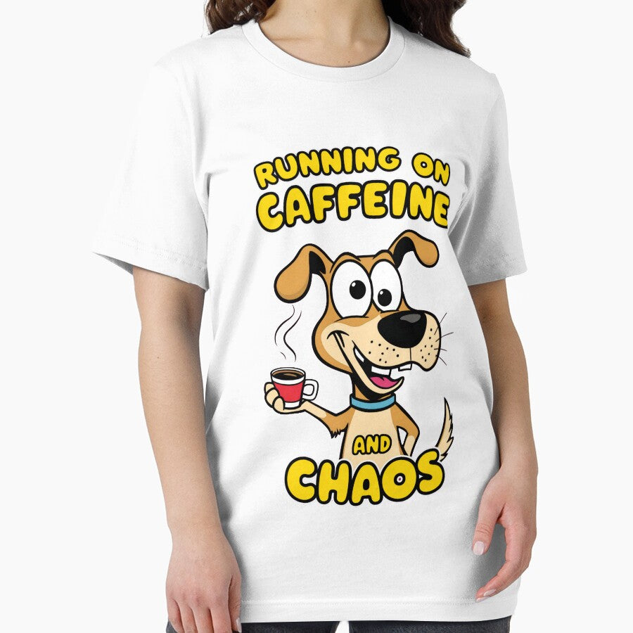 Running on Caffeine and Chaos – Funny Coffee Lover Dog Cartoon Design by HAFIZ-DP