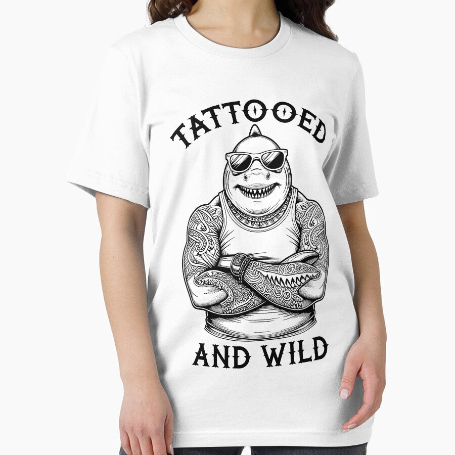 Tattooed And Wild Funny Inked Shark Animal Tattoo Lover by GrandeDuc