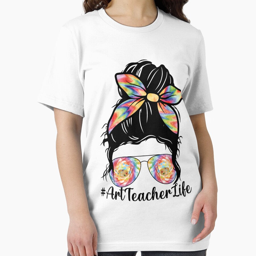 Art Teacher Life Messy Bun Shirt Back to School Art Teacher by moonligh1996