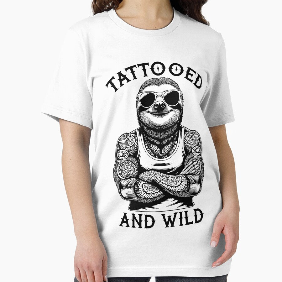 Tattooed And Wild Funny Inked Sloth Animal Tattoo Lover by GrandeDuc