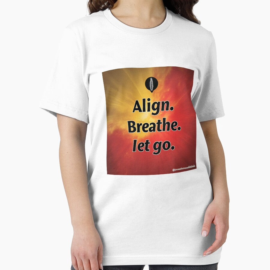 align body and mind tee, calming yoga shirt by Ramanujan MN
