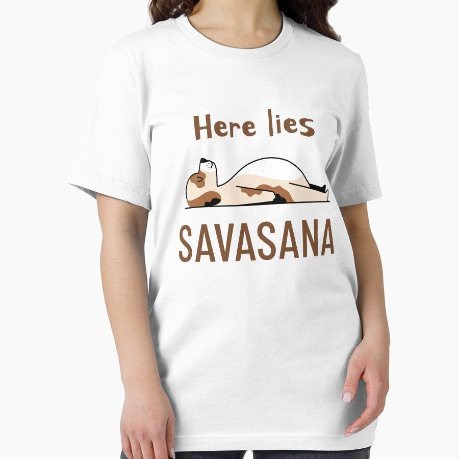HERE LIES SAVASANA Funny Dog Yoga by LyricsWear
