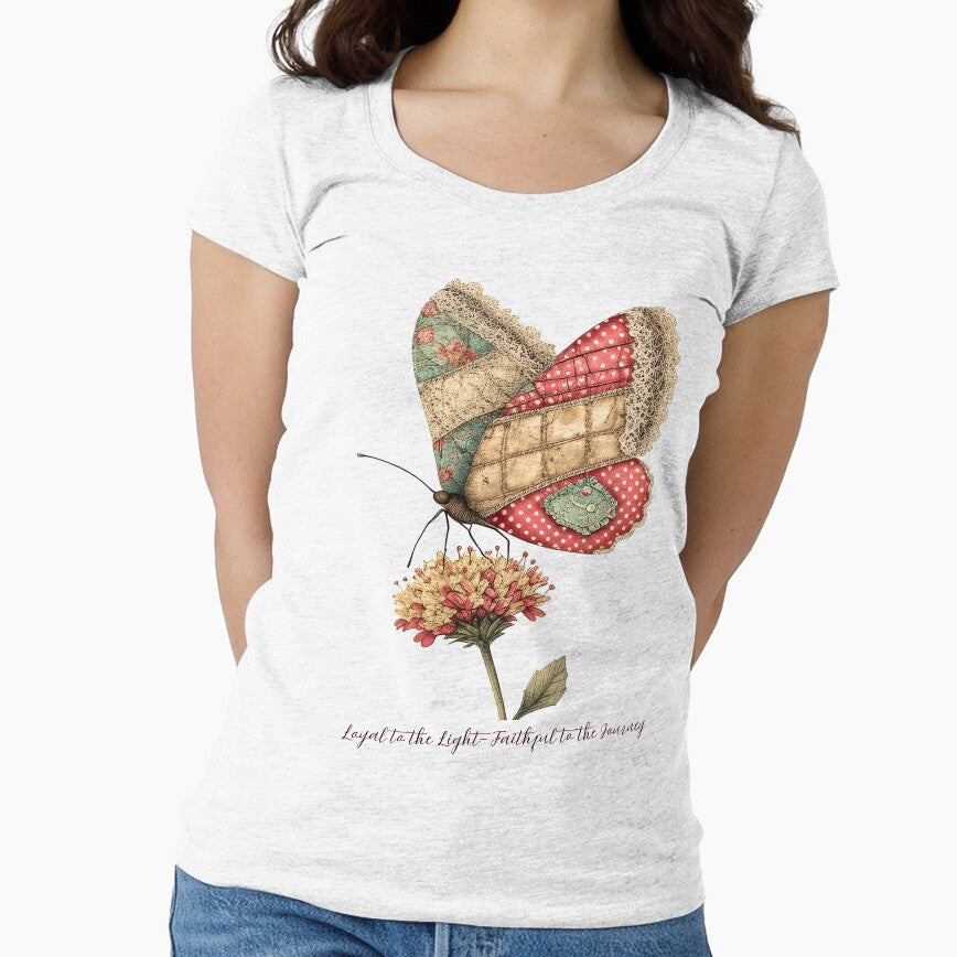 Loyal to the Light- Faithful to the Journey: Vintage Patchwork Moth Design by Perennial Home & Gardens