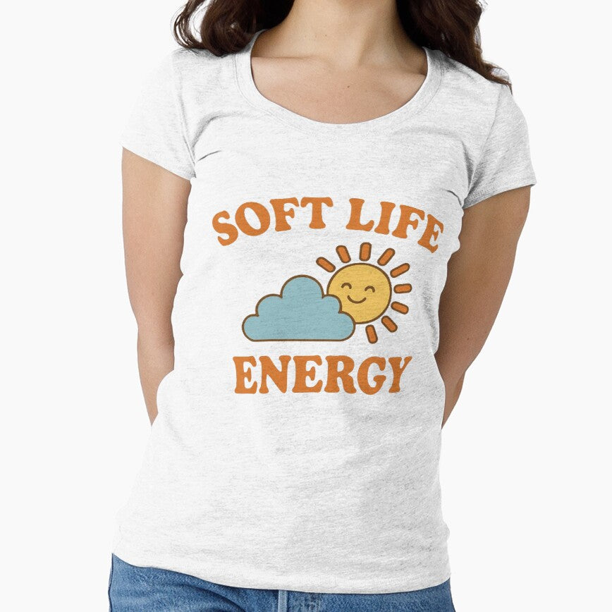Soft Life Energy Aesthetic Retro Sun & Cloud Self-Care T-Shirt by PapaAli