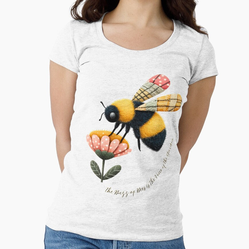 The Buzz of Bees is the Voice of the Garden: Patchwork Bee & Flower Design by Perennial Home & Gardens