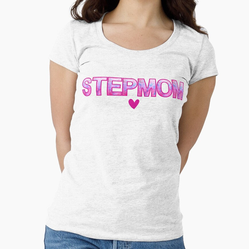 Stepmom heart design in pink and blue marble style by Bezographic