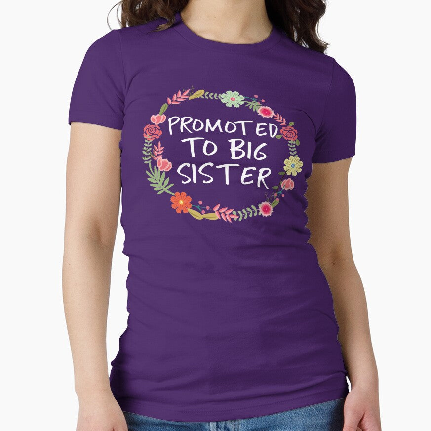 Promoted To Big Sister Floral Flowers Pregnancy Pregnant Announcement Announce Surprise Expecting New Baby by CarbonClothing