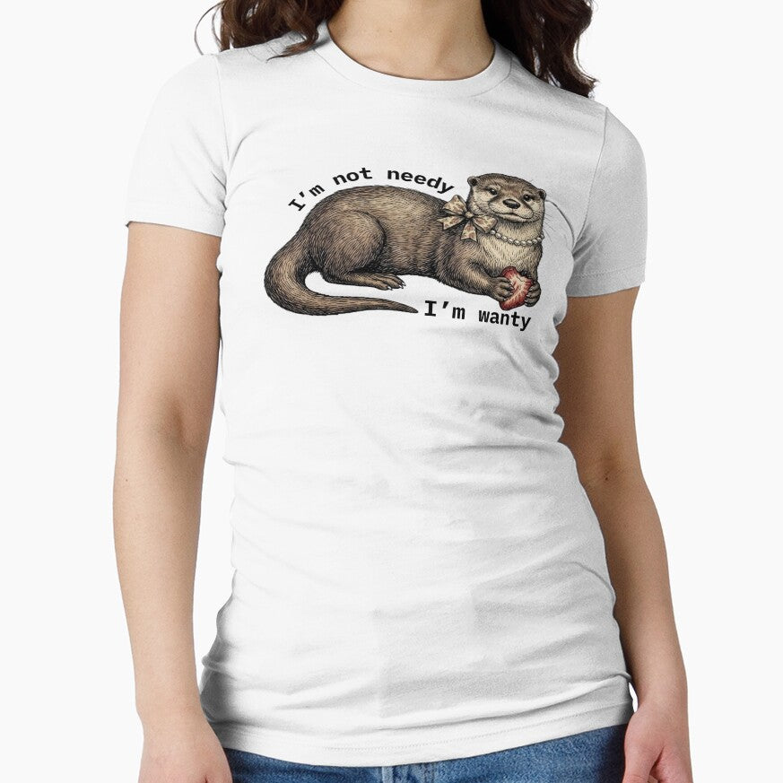Cute Otter Holding Strawberry Whimsical Animal Art by MTJ-Mushrooms