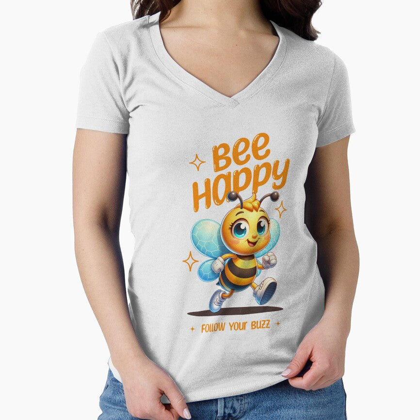 Bee Happy Follow Your Buzz Cute Bee Design by PrintandJoy