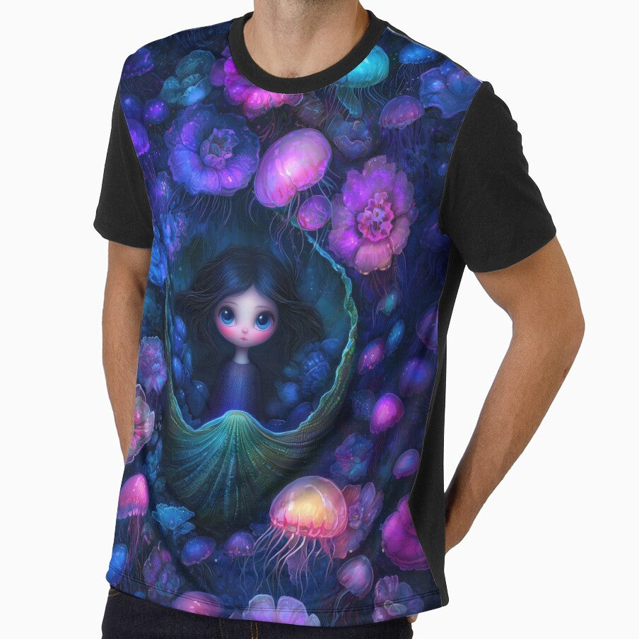 Girl in Seashell with Glowing Jellyfish by Magical Art Store