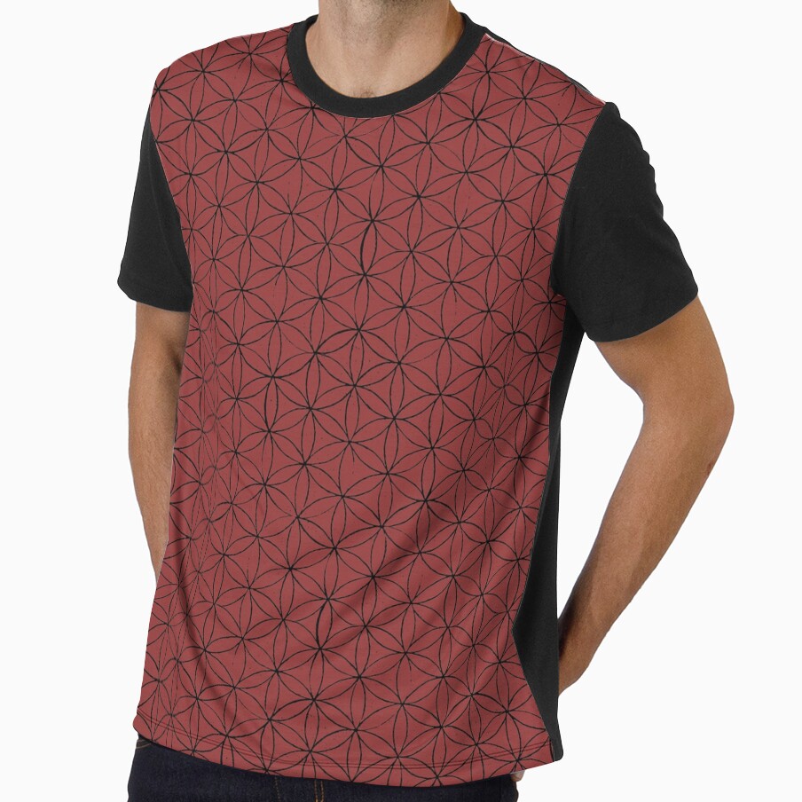 Flower of Life Linocut Pattern - Ruby + Coal by Irene Estelle