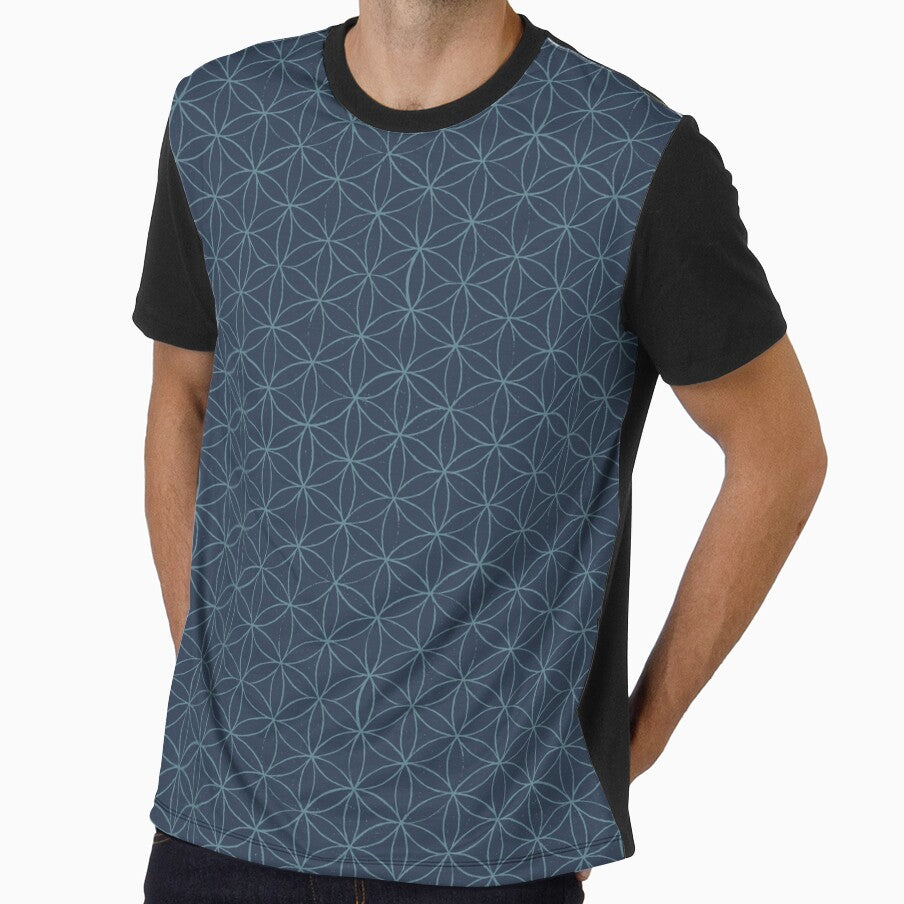 Flower of Life Linocut Pattern - Dusk + Peacock by Irene Estelle