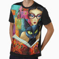 The Girl with a Black Cat | Book lover | Cat Lover | Cat lover gift by Peek-Designs