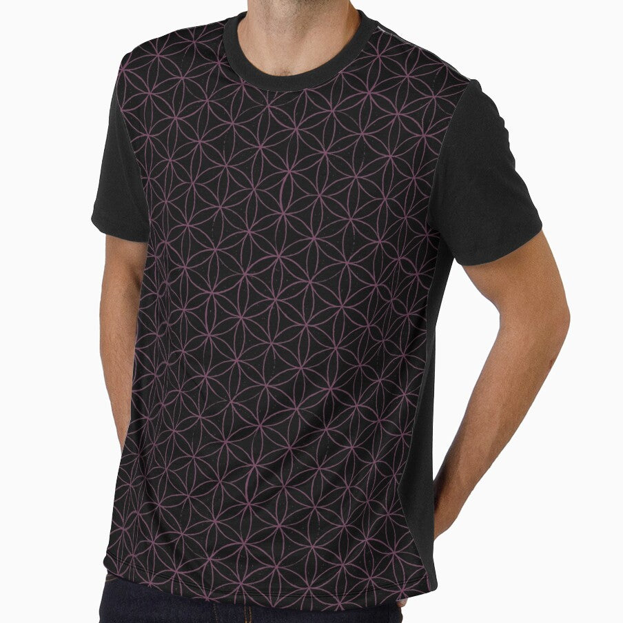 Flower of Life Linocut Pattern - Coal + Beet by Irene Estelle