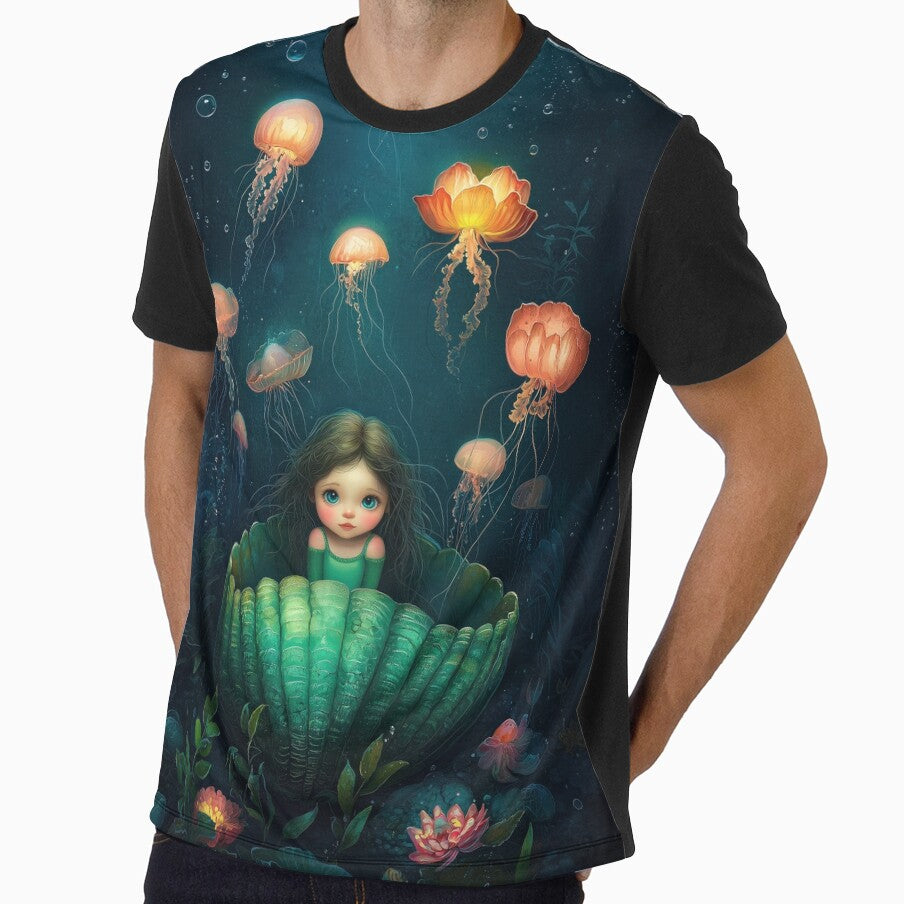 Magical Seashell Girl with Glowing Jellyfish Dreamscape by Magical Art Store