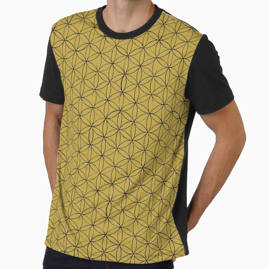 Flower of Life Linocut Pattern - Saffron + Coal by Irene Estelle