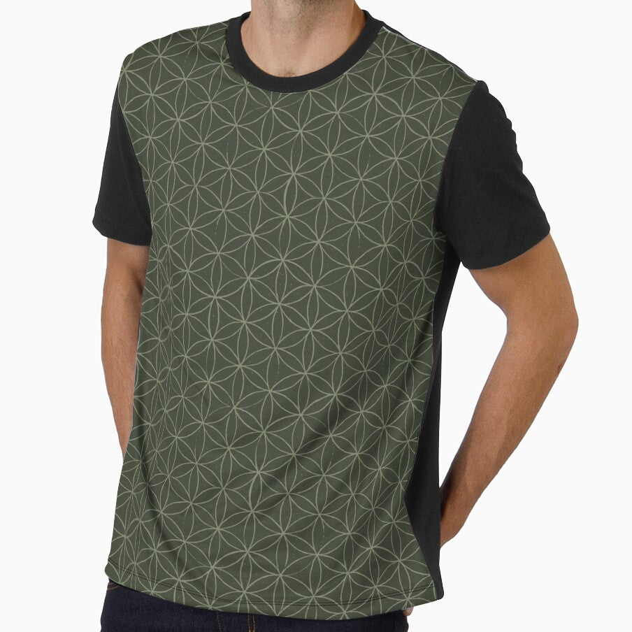 Flower of Life Linocut Pattern - Pine + Sage by Irene Estelle