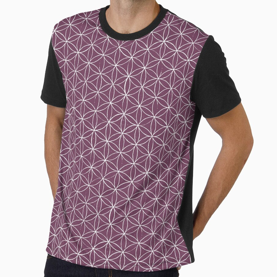 Flower of Life Linocut Pattern - Beet + Snow by Irene Estelle