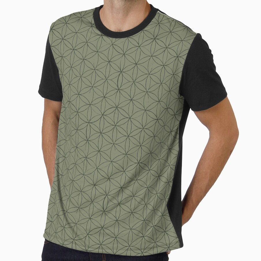 Flower of Life Linocut Pattern - Sage + Pine by Irene Estelle