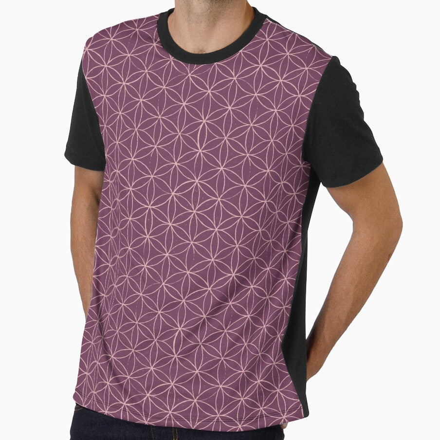 Flower of Life Linocut Pattern - Beet + Rose by Irene Estelle