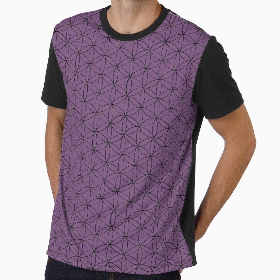 Flower of Life Linocut Pattern - Plum + Coal by Irene Estelle