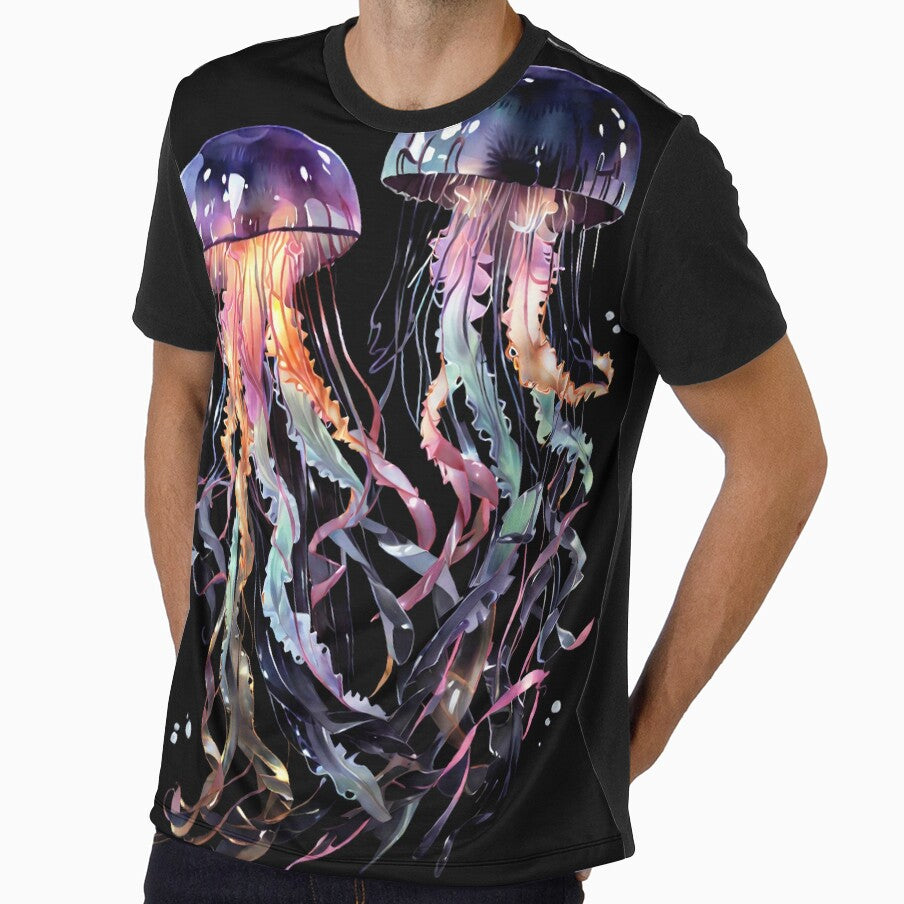 The glow of dark waters - watercolor jellyfish by SolaoLab