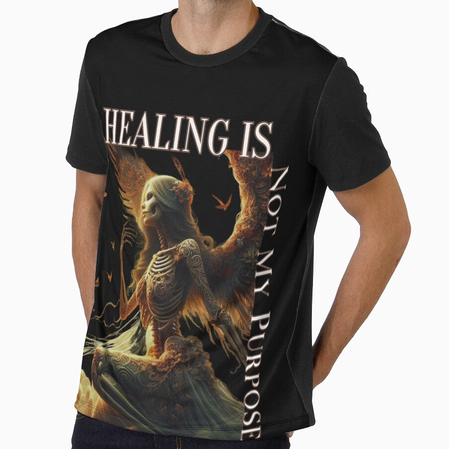 Healing Is Not My Purpose – Gothic Skeleton Angel Affirmation Art by ByElise