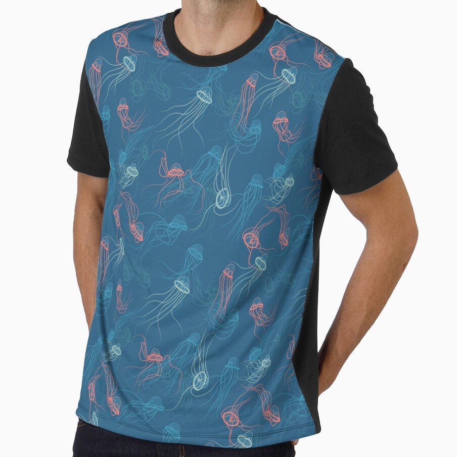 Magnificent jellyfishes dance on living coral sunset by runcatrun