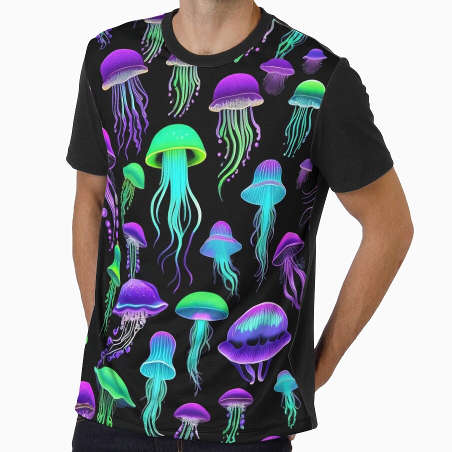 Trippy Blacklight Bioluminescent Jellyfish Pattern by DreamCraze