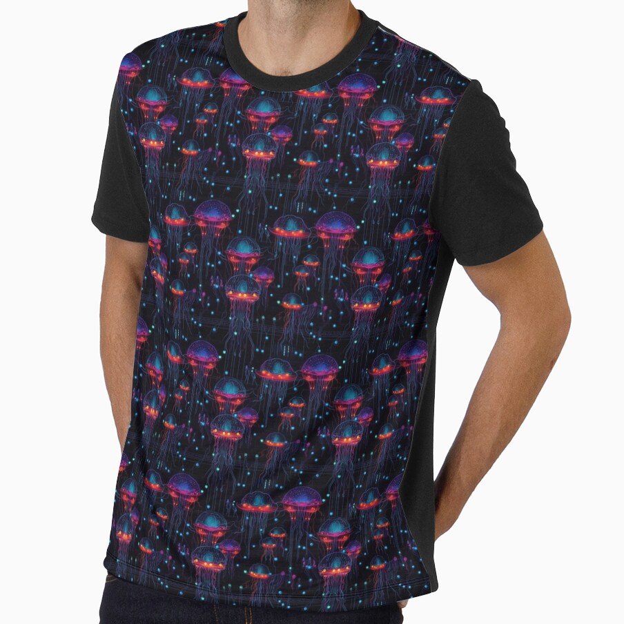Neon Glowing Space Jellyfish by KitsoBerry
