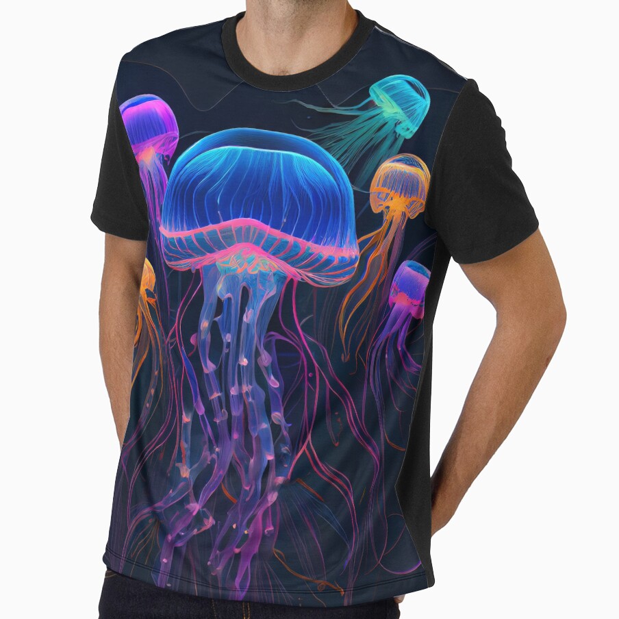 Glow of the Deep: A Jellyfish Multicolor Design by UltraGraphics