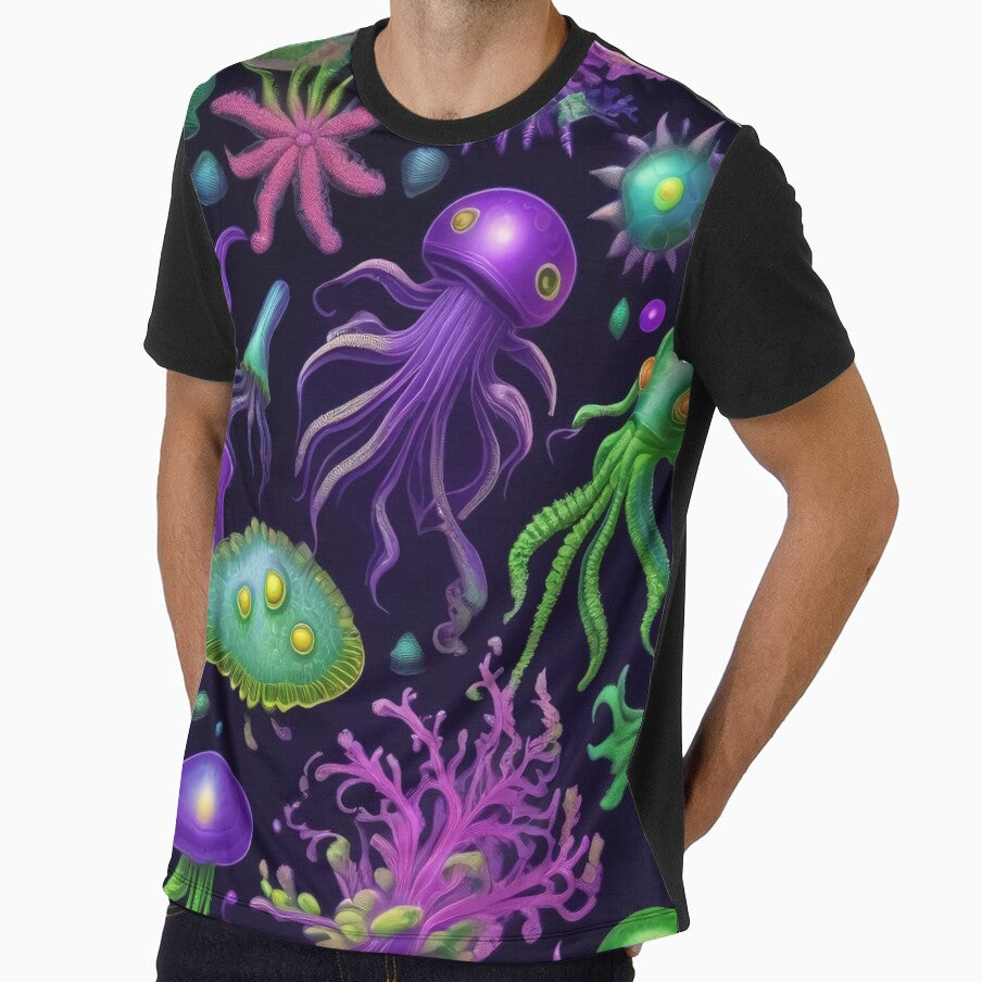 Bioluminescent Black Light Style Deep Ocean Creatures Pattern by DreamCraze
