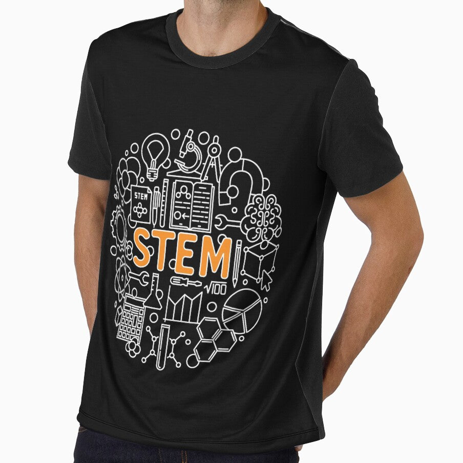 STEM Science, Technology, Engineering, and Mathematics creative circle-shaped outline design for STEM Geeks by venomousvector