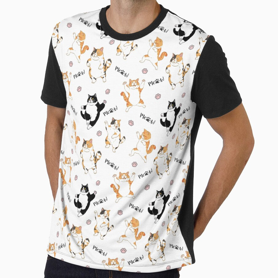 Funny Dancing Cats Seamless Pattern, Kitten Paw by Peach-Design