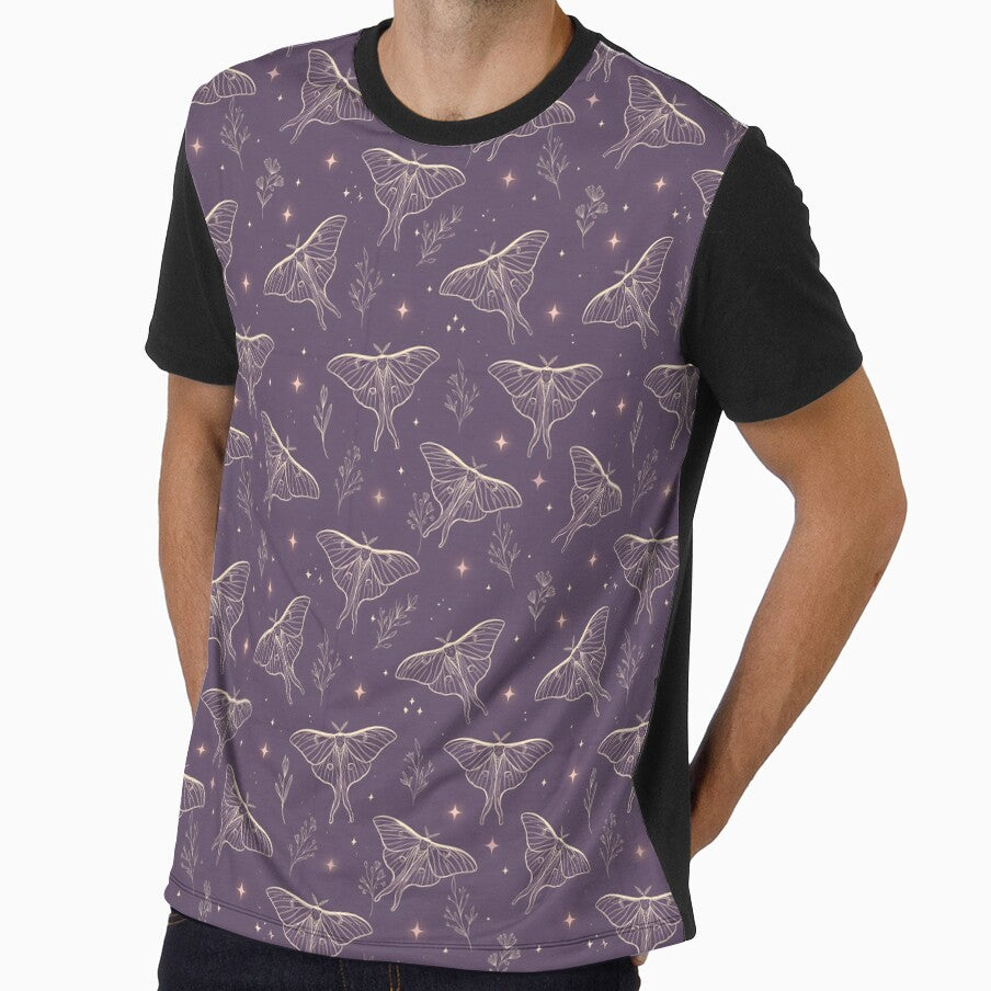 Celestial Luna Moth Pattern Purple Cottagecore Night Sky Aesthetic by Snifferius