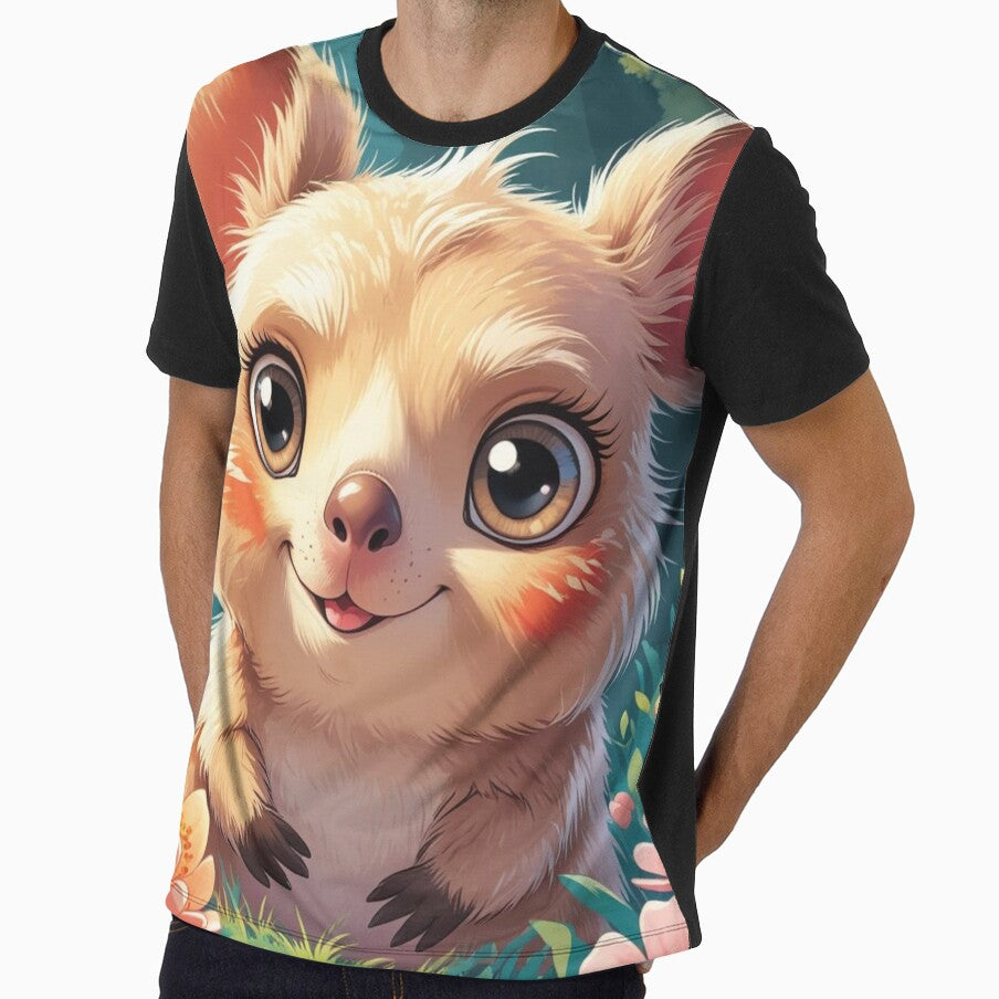 Cute Kawaii Bashful Quokka in Flower Garden by Uniquely Yours